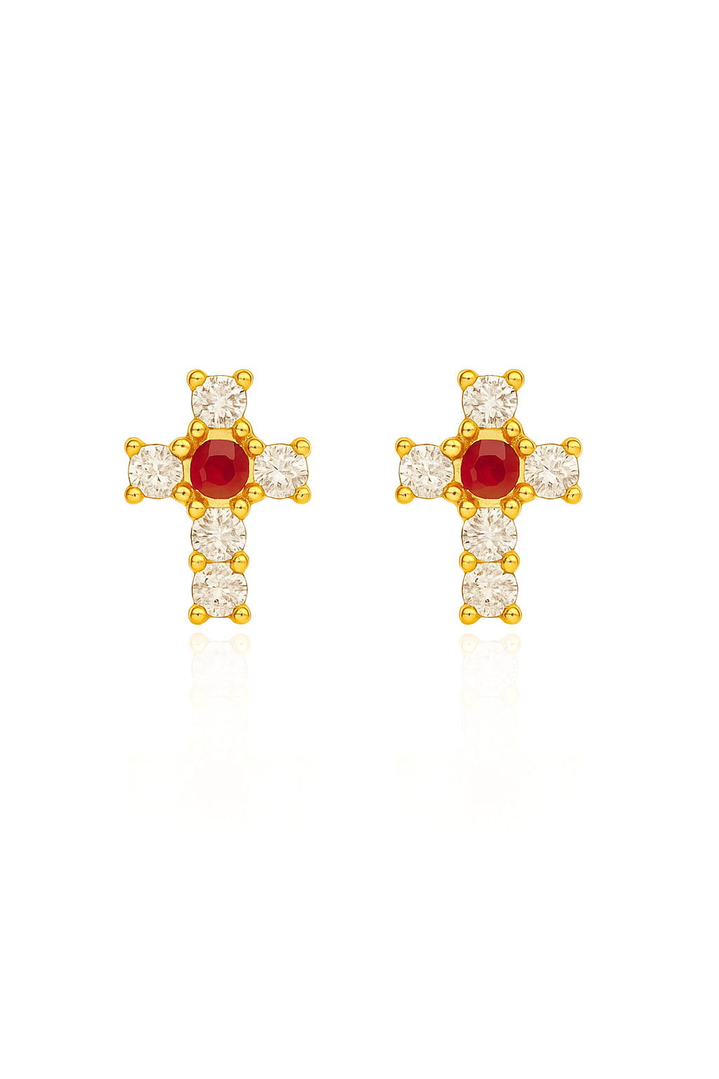 Diamond Wine Cross Studs