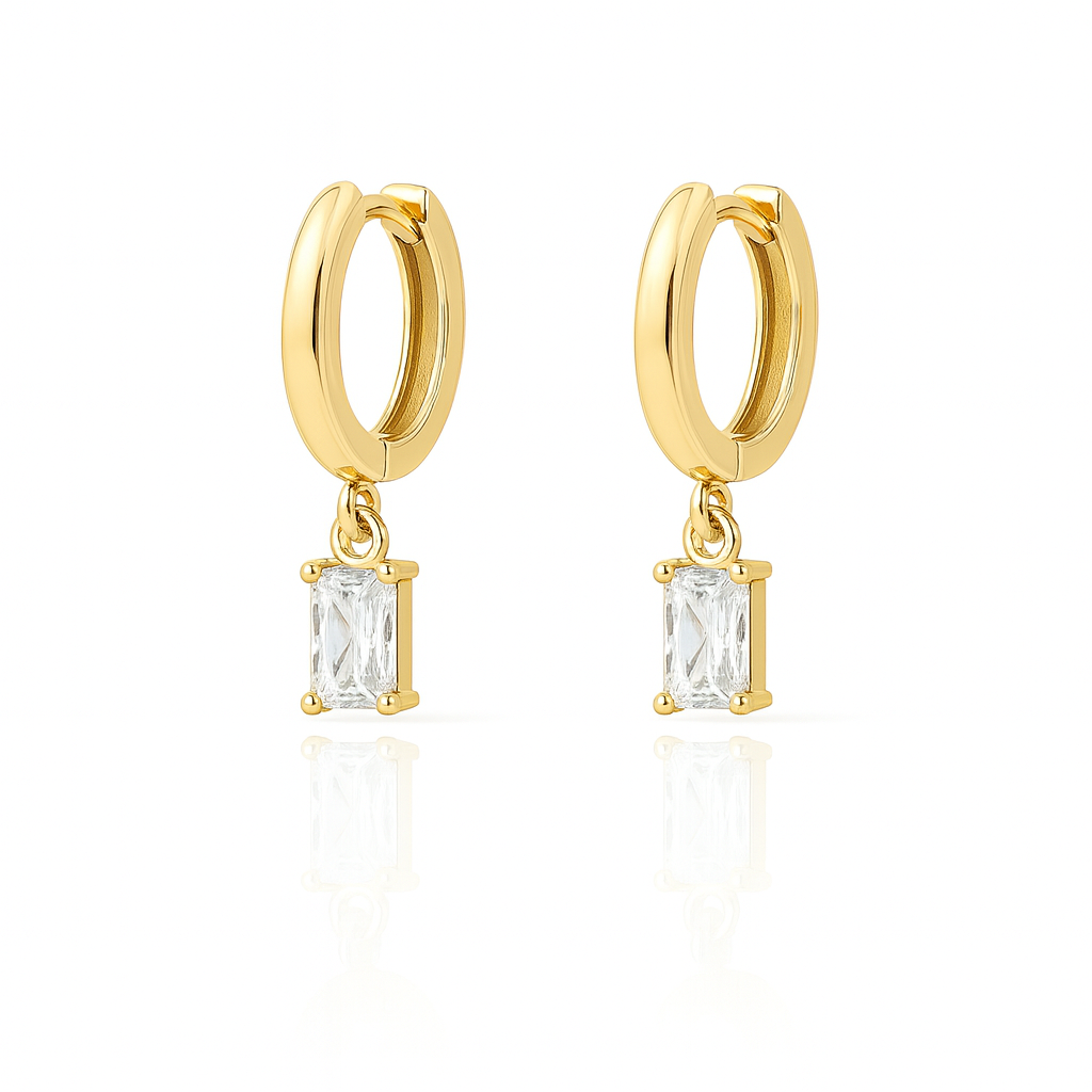White Gemstone Hoops