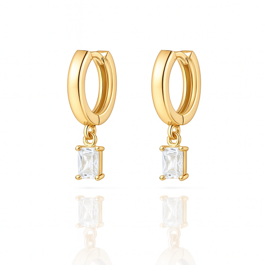 White Gemstone Hoops