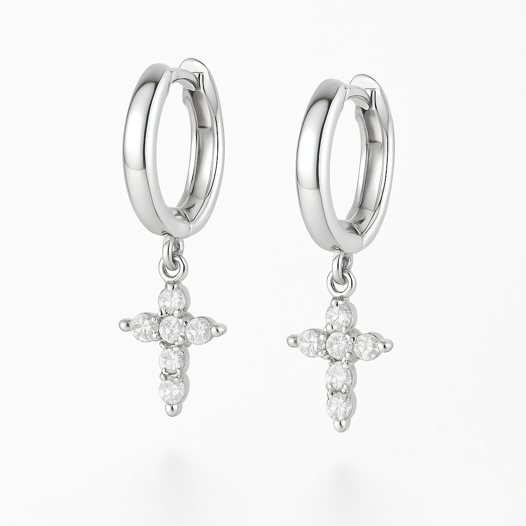 Galen Silver Cross Hoops